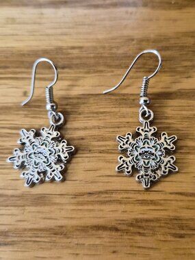 Indigenous Totem Snowflake Earrings A. Everson Canada Enamel Dangle NorthwestArt